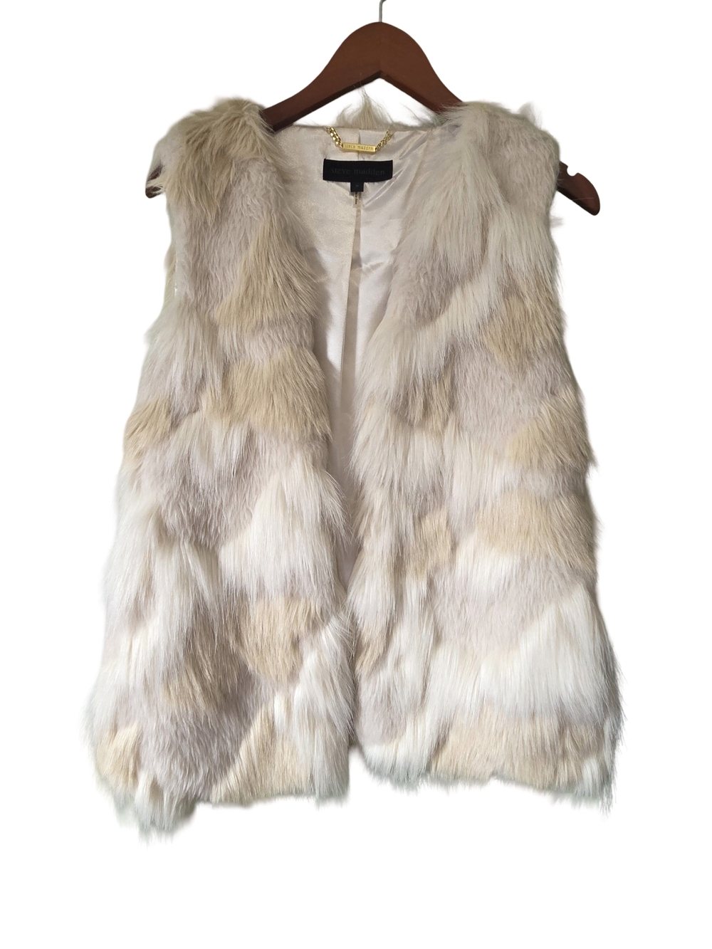 Steve Madden Cream & Beige Faux Fur Vest